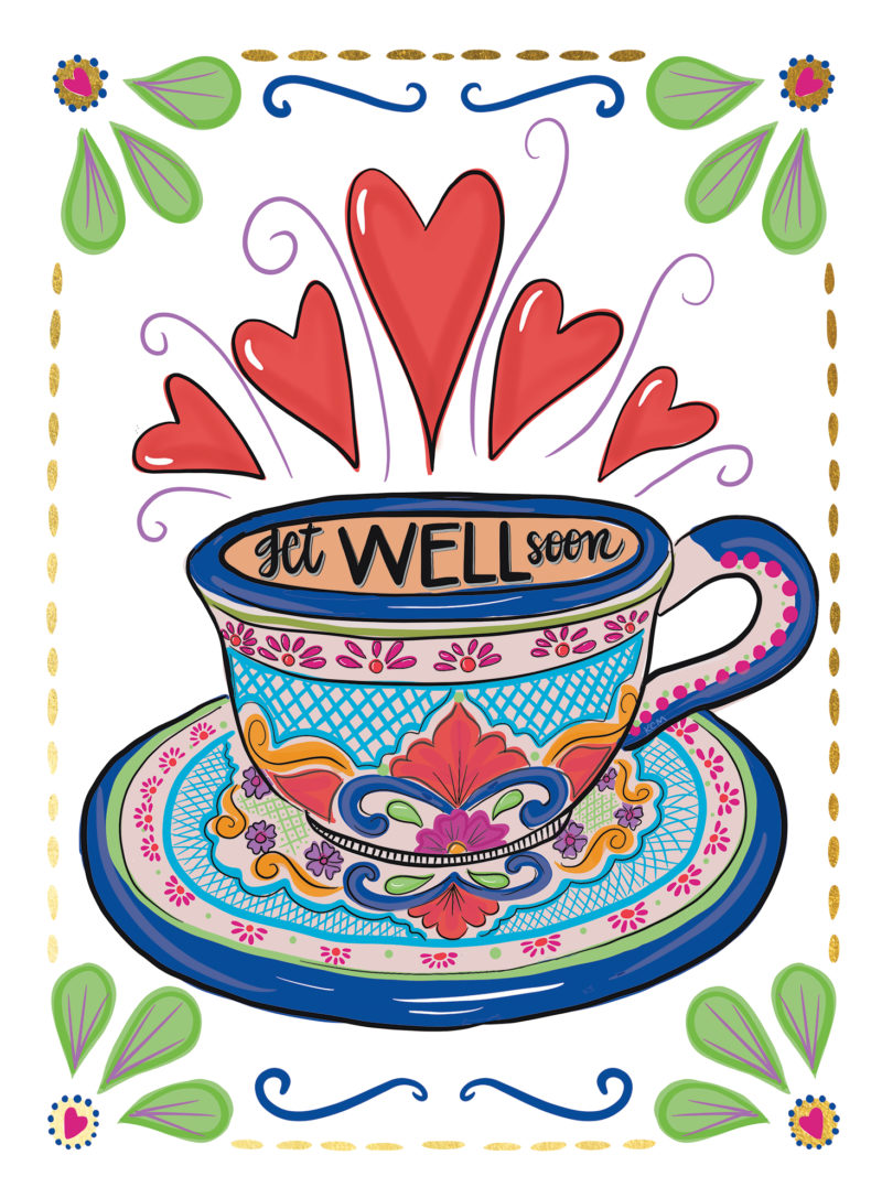 Feel Better Soon Green Tea Greeting Card - H.macdo Paper Co.